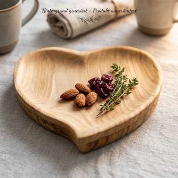 Wunderschöne Herzschale aus Holz - Dekoration
